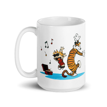 Calvin and Hobbes Dancing with Record Player Mug-4